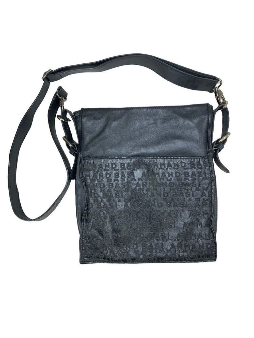 Armand Basi Logo Black Leather Crossbody Bag Purse